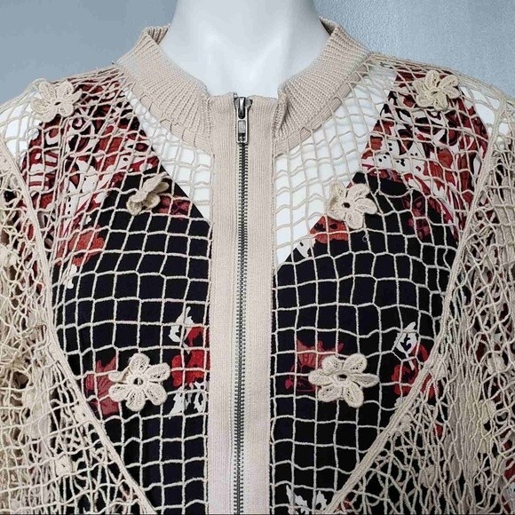 Wildfox NEW Daisies Blake Zip Up Crochet Jacket L - Picture 3 of 9